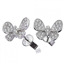 High Quality CZ Butterfly Pave 925 Silver Stud Earings Jewelry